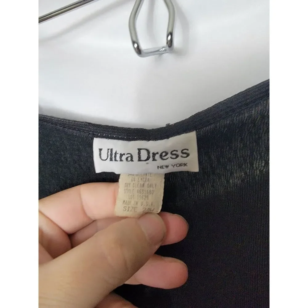 Vintage Long Ultra Dress New York Gown Black Sparkle 24W Made in USA 80s‎ 90s